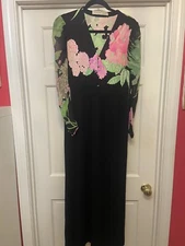 Vintage Leonard Paris 70s Silk & Poly Floral dress Perfection Sz 6/8 Vintage
