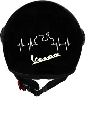 CASCO BHR 800 NERO LUCIDO METALLIZZATO STAMPA VINILE BIANCO ELETTROCARDIO VESPA