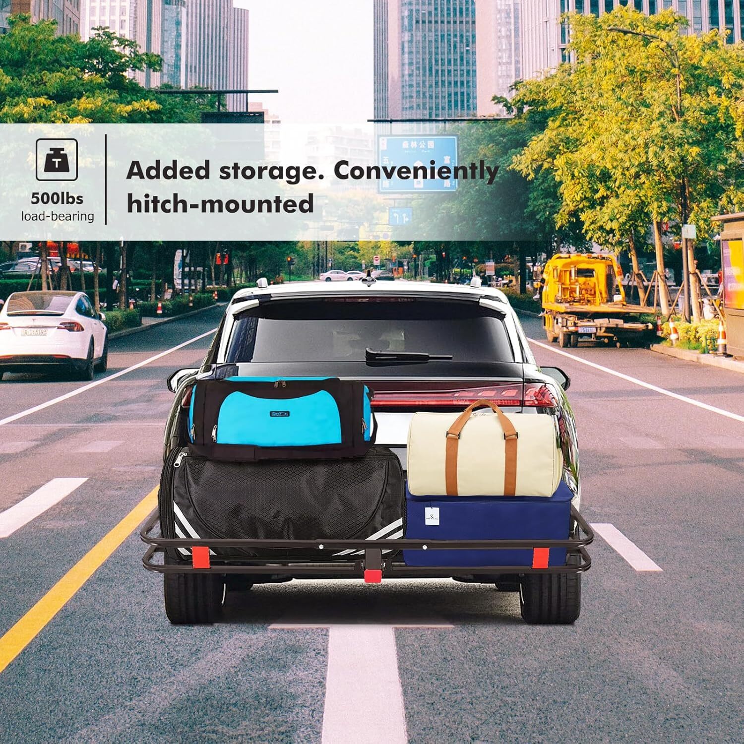 For SUV Truck Van 500 lbs Rear Luggage Basket Hitch Mount Mesh Cargo Carrier