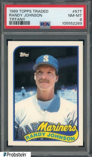 1989 Topps Traded Tiffany #57T Randy Johnson Mariners RC Rookie HOF PSA 8