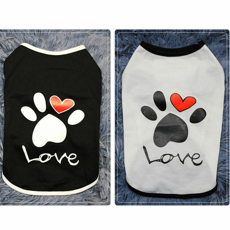 Pet Dog Cat Clothes Summer Cotton Vest T Shirt Paw Puppy Chihuahua Summer Shirt@ - Image 4 of 4
