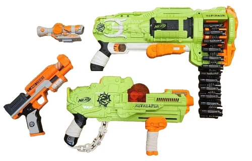 Nerf Zombie Strike Lot Ripchain, Revreaper, Clearshot with Scope. All Work 
