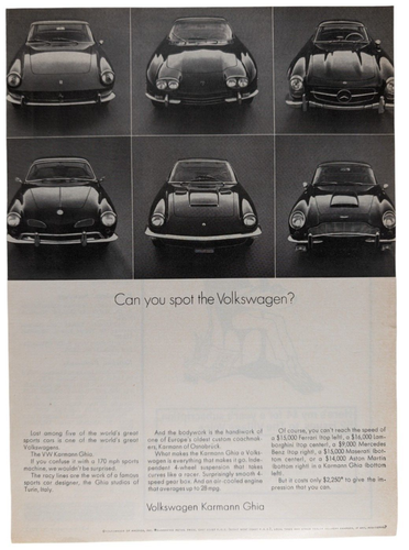 Volkswagen VW Karmann Ghia Sports Car 1967 Print Ad Saturday Review 7.5x10.5"