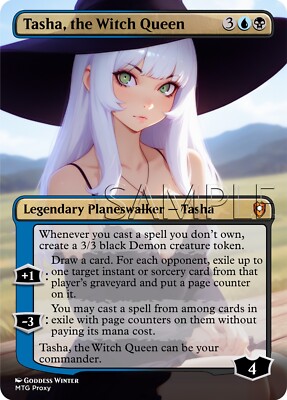 MTG - Tasha, the Witch Queen - Fan Art Borderless Fullart Style - EDH / Playtest