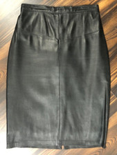 VTG Womens Forenza Italian Black Leather Pencil Skirt Size 6