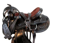 WESTERN COWBOY SADDLE BARREL RACING 15 16 17 PLEASURE HORSE TOOLED LEATHER TACK