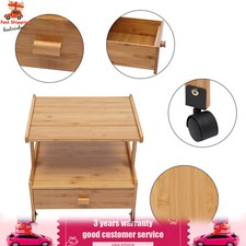 2 Tiers Wood Storage Cart With Wheels Drawer Office Printer Stand Printer Cart