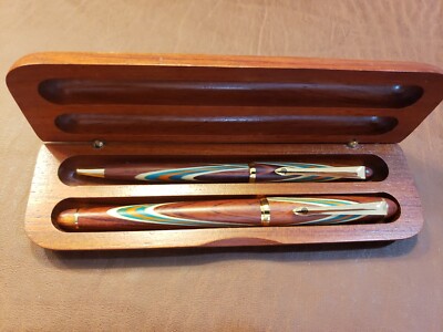 Schmidt Iridium Point Medium Fountain Pen Ballpoint Pen Wooden Set with  Case