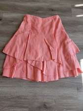 Garnet Hill Women 100 Linen Pull on Knee Length Layered Pink Skirt. Sz 10