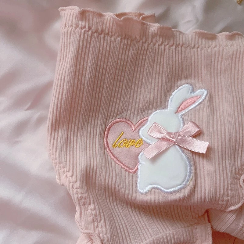 3Pcs women lolita pink cotton underpants sweet cartoon panties Japanese briefs - Image 2 of 4