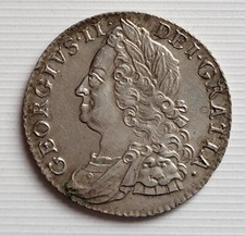 1758 George II Silver Shilling, EF Condition