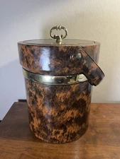 Vintage Shelton-Ware Insulated Ice Bucket Tortoise Shell w/Gold Trim
