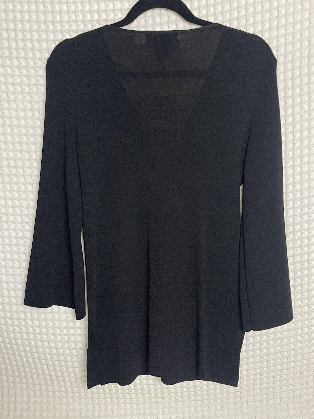 Willi Smith Top Womens Size S Black V Neck Stretch 3/4 Sleeve Pullover Blouse image 3