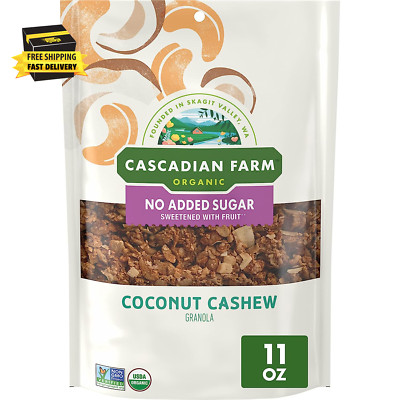 Organic Granola with No Added Sugar, Coconut Cashew Cereal, Resealable Pouch, 11
