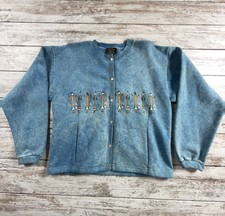 Vtg Stone Aged Rockwear Womans Snap Cardigan Sweatshirt Native American Aztec Sm