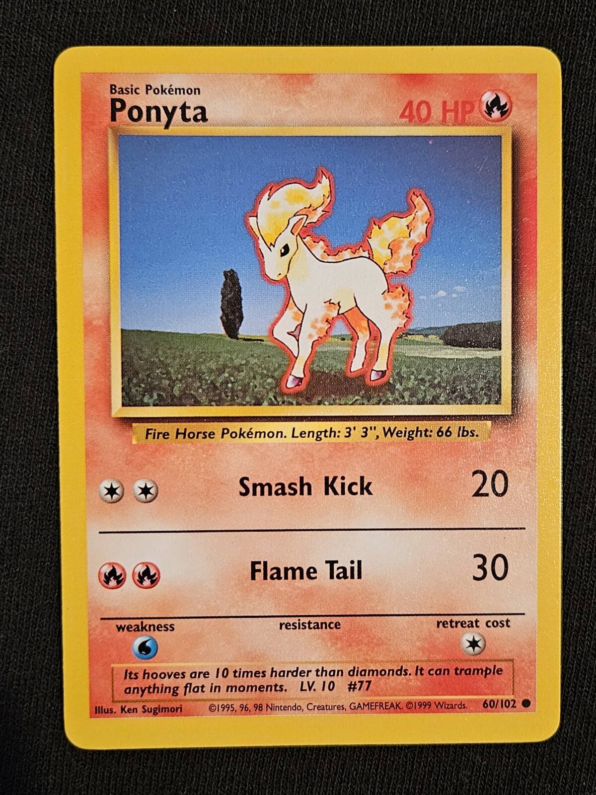 NM Near Mint Ponyta 60/102 - Base Set - WOTC - Pokémon Card - 1999