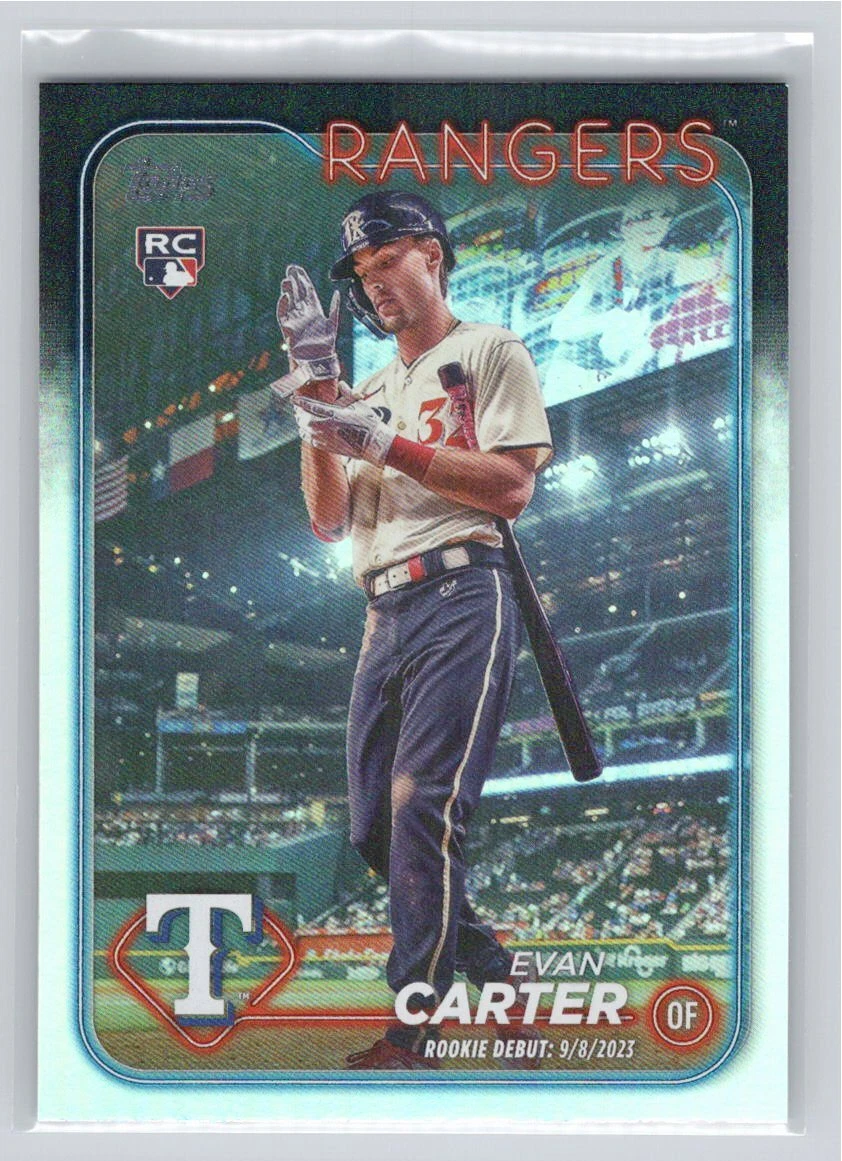 2024 Topps Update #US58 Evan Carter Rainbow Foil Texas Rangers RC