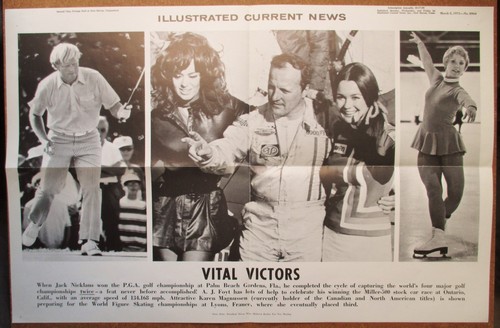 1971 ICN Display Poster 12x19 Jack Nicklaus Foyt Auto Racing Figure Skating