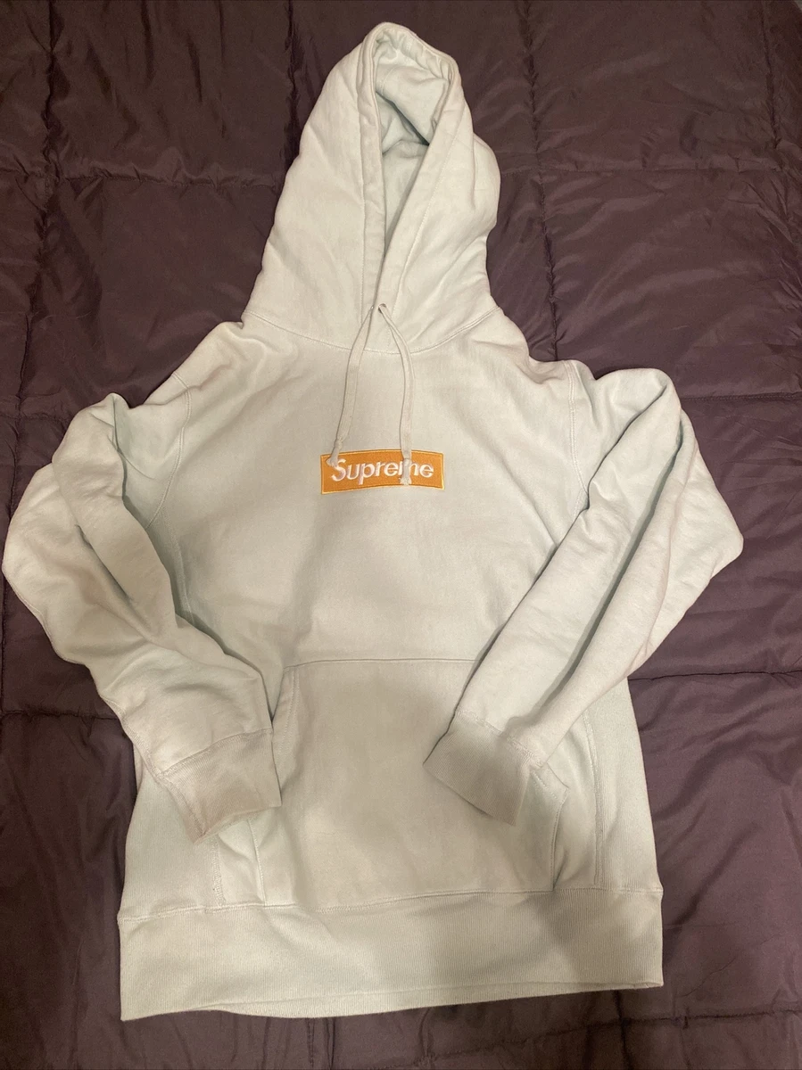 blue supreme hoodie box logo