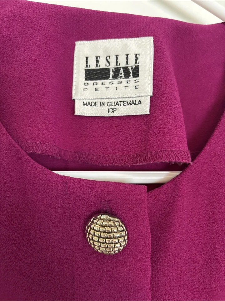 Vintage Women’s Berry Pink Dress Pleat Skirt Leslie Fay 10P With Belt Valentines - Image 4 of 4