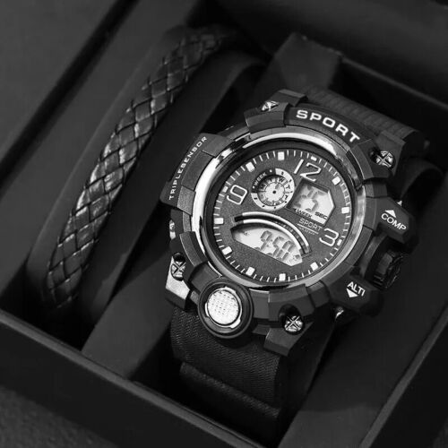 Mens Digital Luminous Watch Bracelet Set Brand New Fast Free Shipping