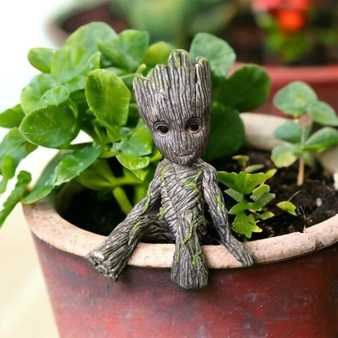 Estatuilla miniatura de hadas jardín sentado Groot PVC estatua Groot in para niños hogar Foto 4 de 4