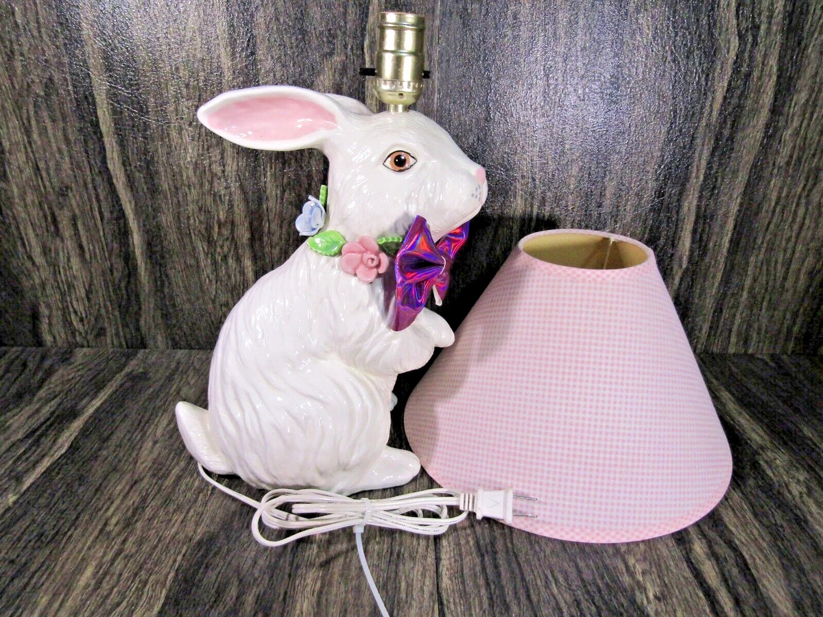 Vintage Bunny Rabbit Lamp 14 Height Ceramic Crackle Glaze