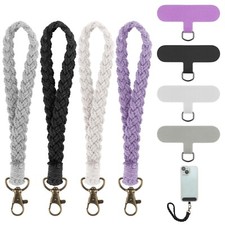 4pcs Boho Macrame Phone Wrist Strap Phone Wristlet with 4pcs Phone Tether Tab...