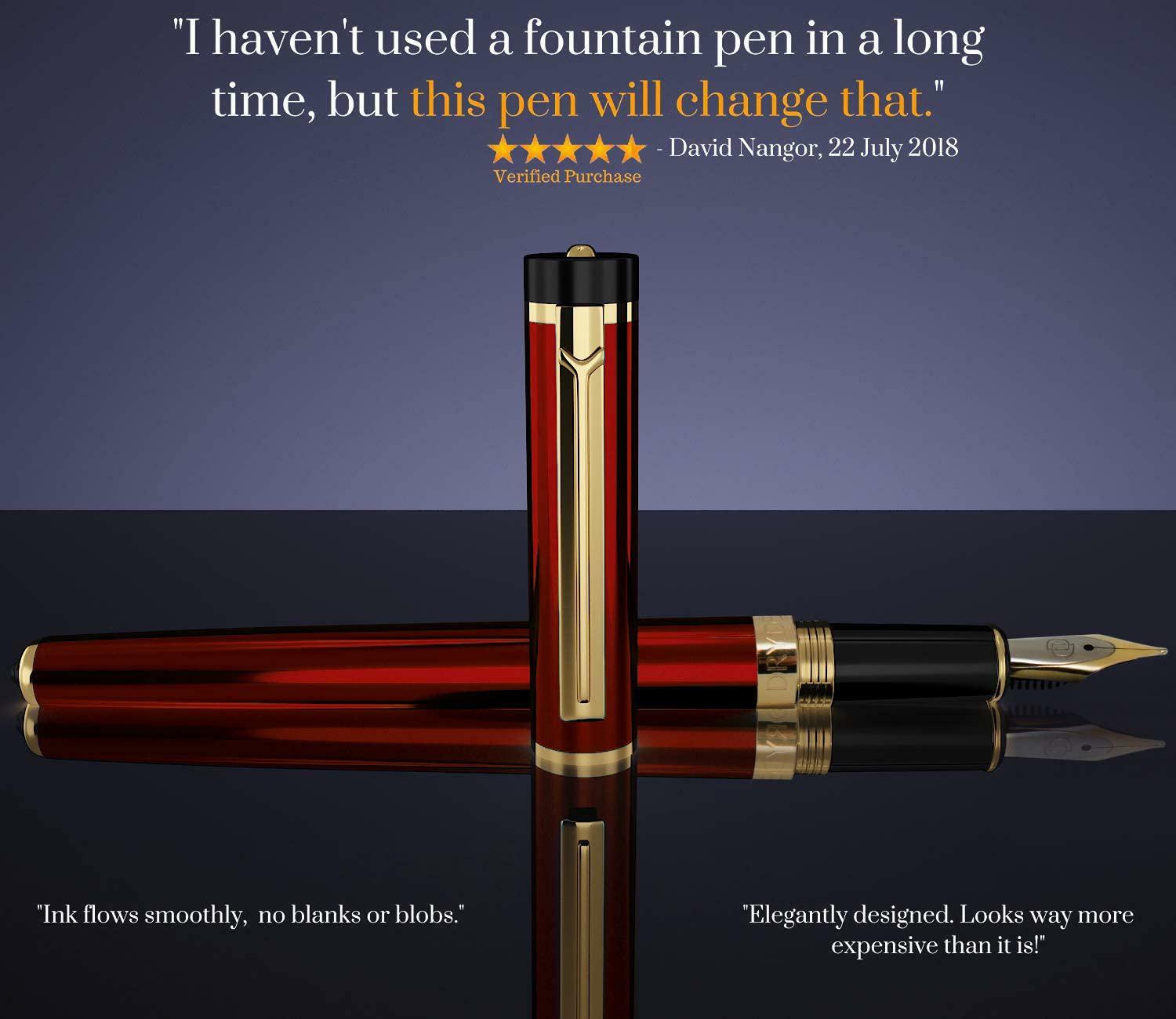 DRYDEN Luxury Fountain Pen with Ink Refill Converter Smooth Elegant