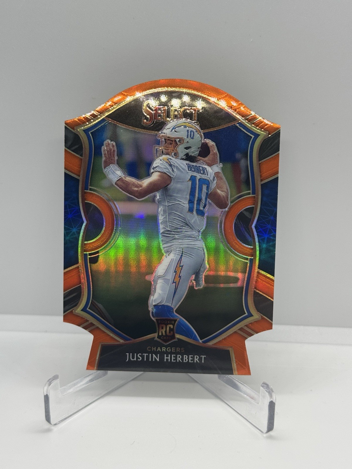 2020 Panini Select - Concourse Justin Herbert #44 Orange Prizm Die-Cut (RC)