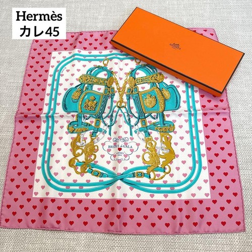 Herm S Hermes Gavroche Carré45 Silk Scarf Heart