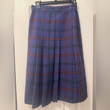 Vintage Purple Plaid Wool Blend Skirt Size 6