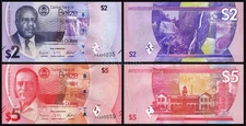 Belize 2 Pcs Set 2 5 Dollars 2025, UNC, P-73 74,  New Sign, New Date