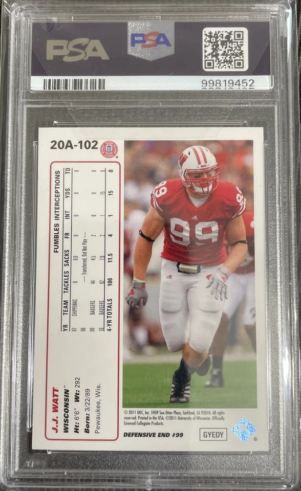 J.J. WATT RC 2011 Upper Deck 20th Anniversary #102 PSA 10 JJ Watt UW | Texans🏈 - Image 2 of 2