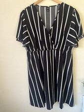 SHEIN Curve Size XXL Blue white striped dress holiday summer 18 20 Faux Wrap