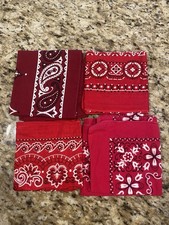 Vintage Red Bandana Lot USA Made Color Fast 4 Bandanas 50  s 60  s 70  s