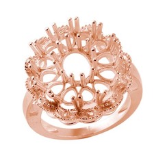 Semi Mount Faceted 3X4 Sterling Silver Ring Main mount 7x5 MM oval mount Ring