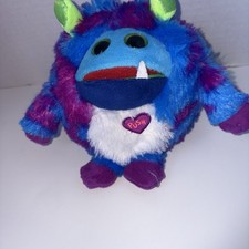 Ty Monstaz Toothy Monster Plush Stuffed Animal 5" Blue Purple Spots Green Horns