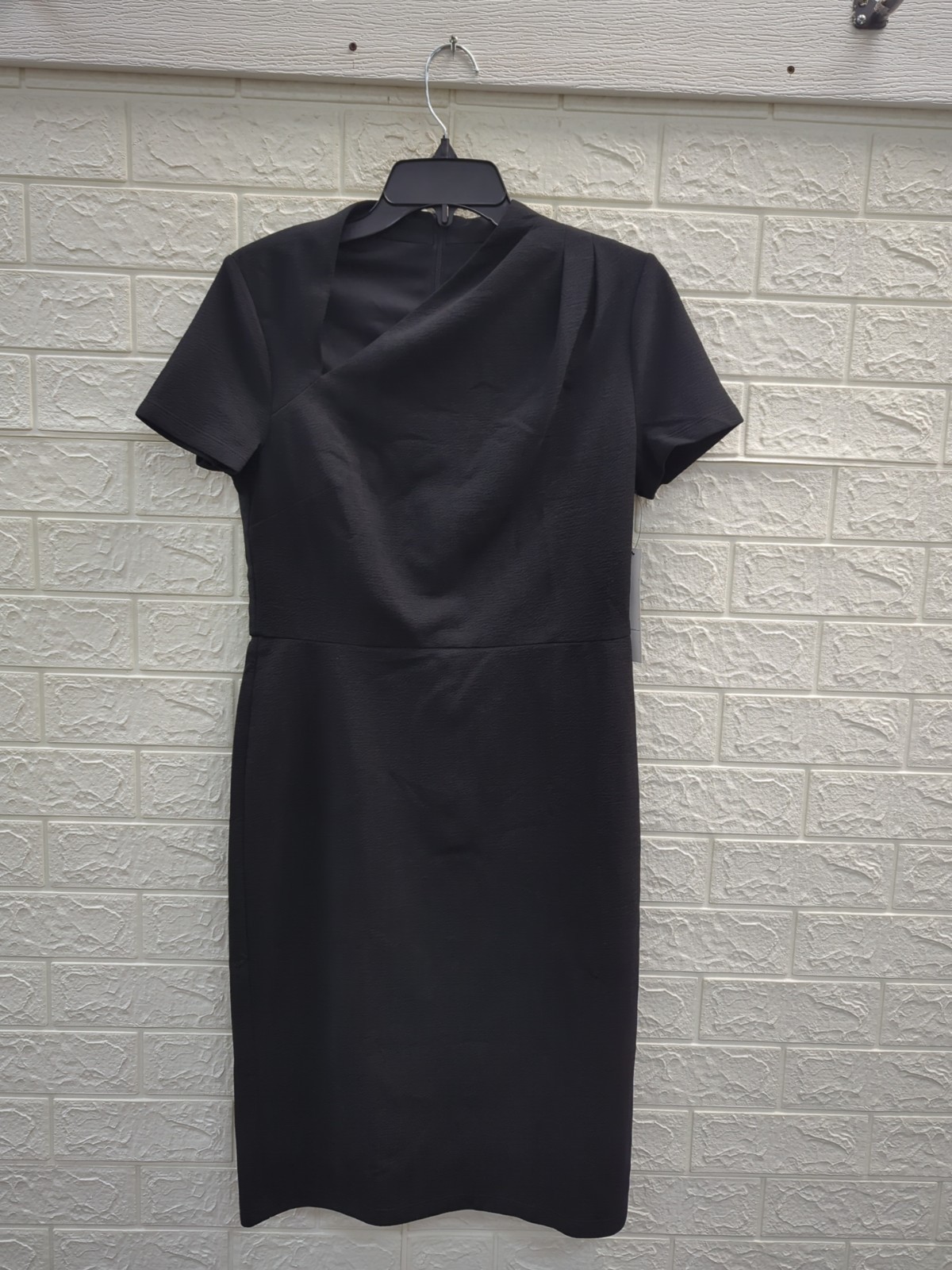 New Maggy London Asymmetric Short Sleeve Sheath Dress Womens Size 6