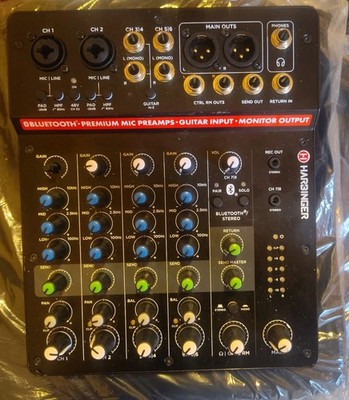 Harbinger LV8 8-Channel Analog Mixer with Bluetooth NO POWER CORD 