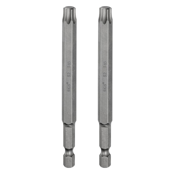 "2 StüCk T45 Torx-Schraubendreherbit FüR 1/4\" Sechskantschaft 4\" Lang Magnetisch"-image