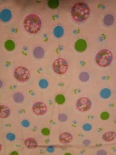 Delicate pink flannel fabric material sewing polka dots floral cottage 5 yd vtg