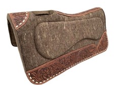 SADDLE PAD Klassy Cowgirl 28" x 30" x 1" Wool Tooled Leather Accents Buckstitch