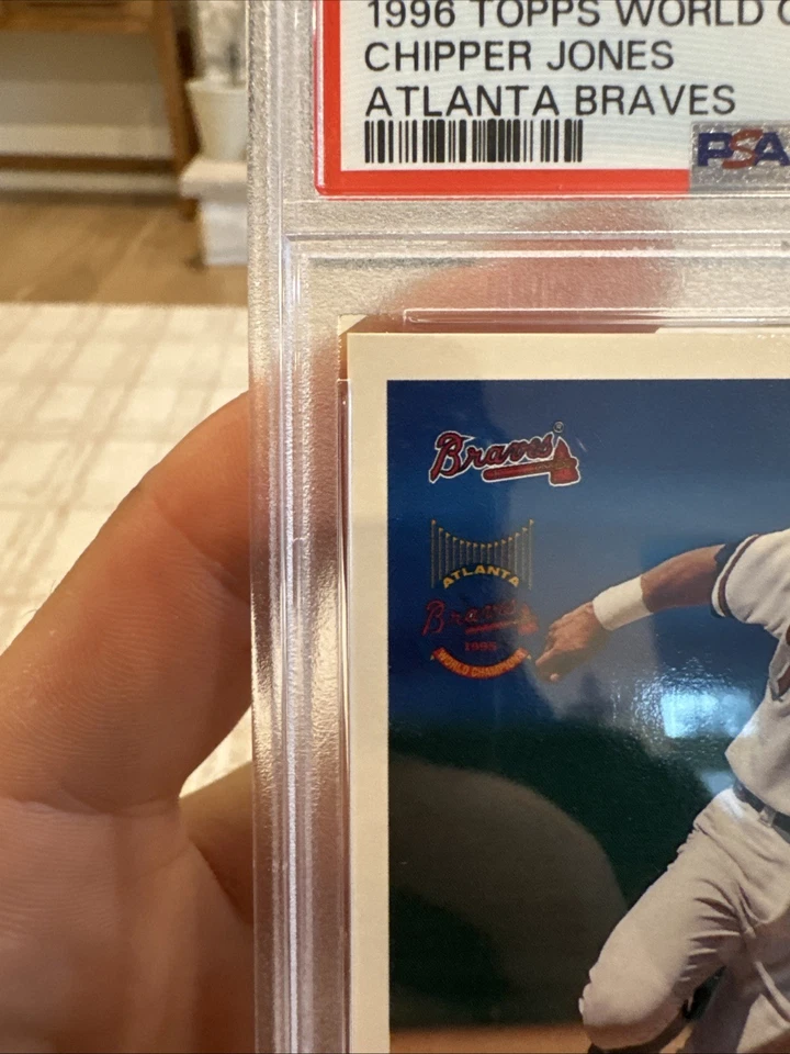 Topps World Champions Braves Rookie Cup 1996 #177 Chipper Jones PSA 9 como nuevo Pop 3 Foto 3 de 3