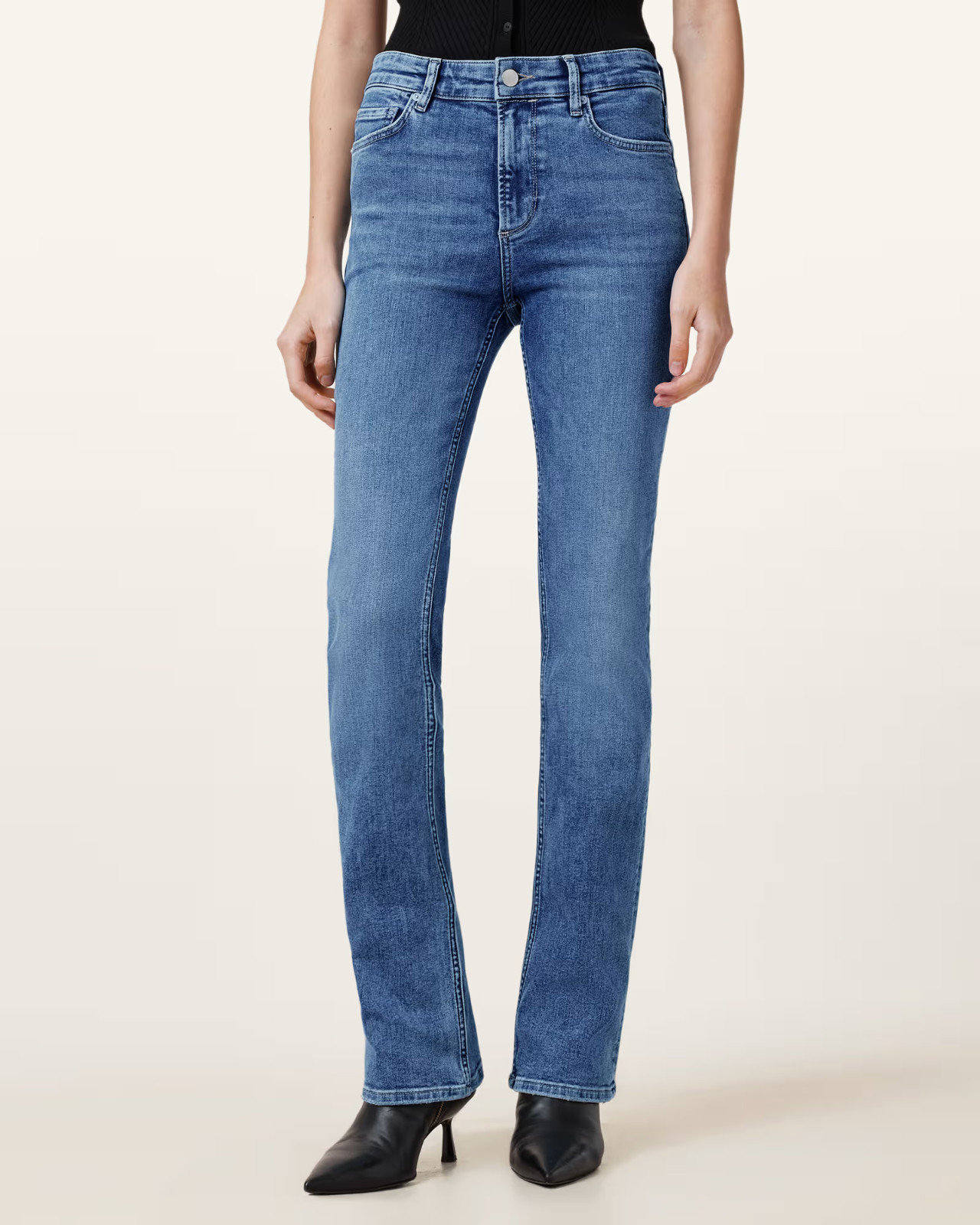 All Saints Haldan Slim Bootcut Jeans - Mid Indigo - RRP £129 image 2