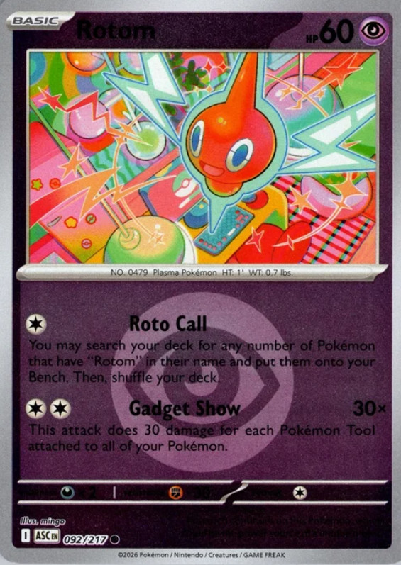 Pokemon Rotom (92/580) Ascended Heroes NM REVERSE HOLO- Energy Symbol Patter