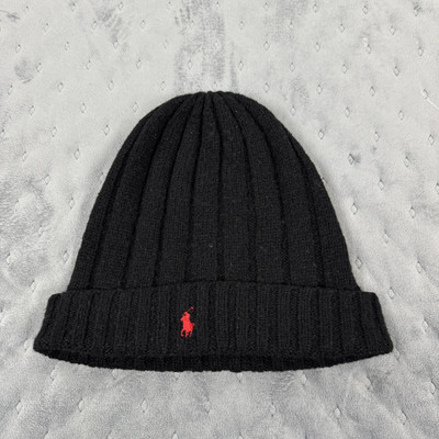 Polo Ralph Lauren Wool Blend Beanie Cuffed Ribbed Winter Black