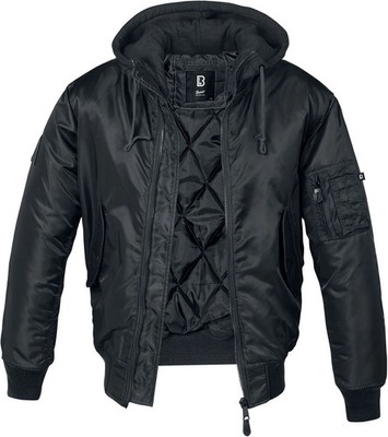 Brandit Bomberjacke Herren MA1 Sweathood schwarz Basics, Rockabilly