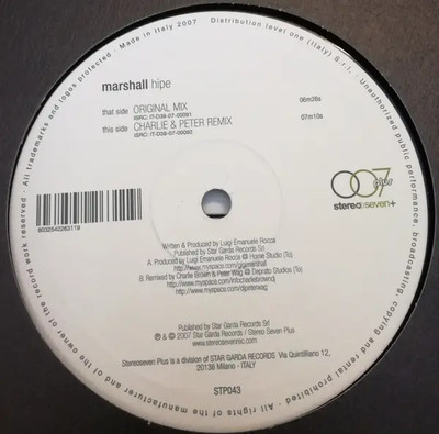 Marshall Hipe EP Vinyl Single 12inch Stereo Seven Plus