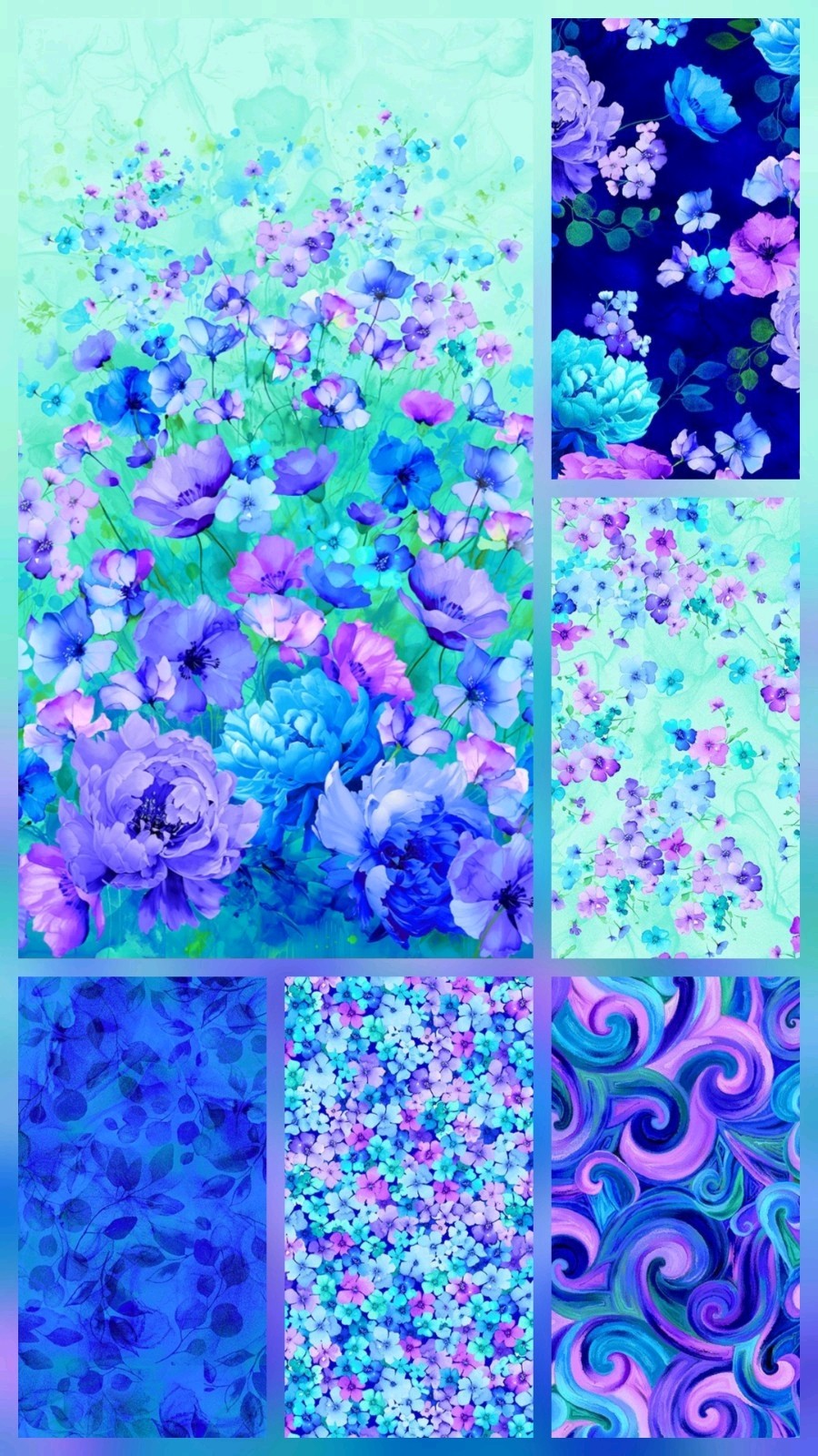 Timeless Treasures Bellagio Turquoise Green Leaves Cotton Fabric by the Yard